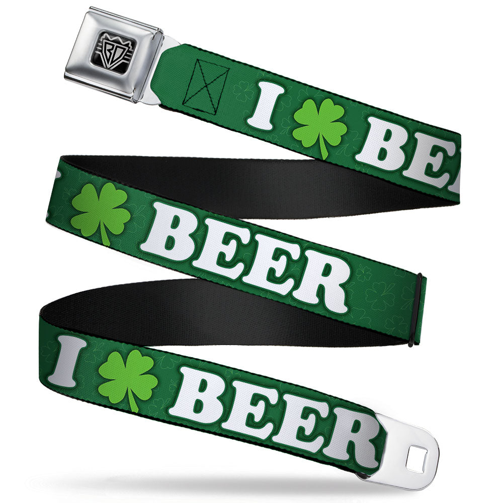 Seatbelt Belt - I "Clover" BEER/Clover Outlines Greens/White Seatbelt Belts Buckle-Down