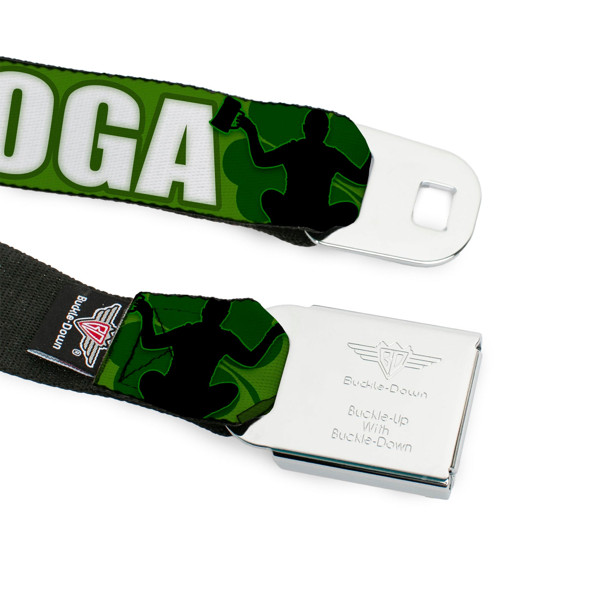Seatbelt Belt - IRISH YOGA Poses/Clovers Greens/Black/White Seatbelt Belts Buckle-Down