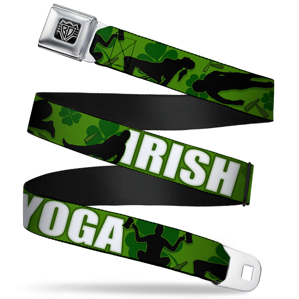 Seatbelt Belt - IRISH YOGA Poses/Clovers Greens/Black/White Seatbelt Belts Buckle-Down