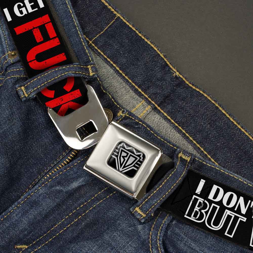 BD Wings Logo CLOSE-UP Full Color Black Silver Seatbelt Belt - I DON'T ALWAYS DRINK BUT WHEN I DO I GET FUCKED UP Black/White/Red Webbing Seatbelt Belts Buckle-Down