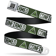 BD Wings Logo CLOSE-UP Full Color Black Silver Seatbelt Belt - Illuminati CONFIRMED Greens/White Webbing Seatbelt Belts Buckle-Down