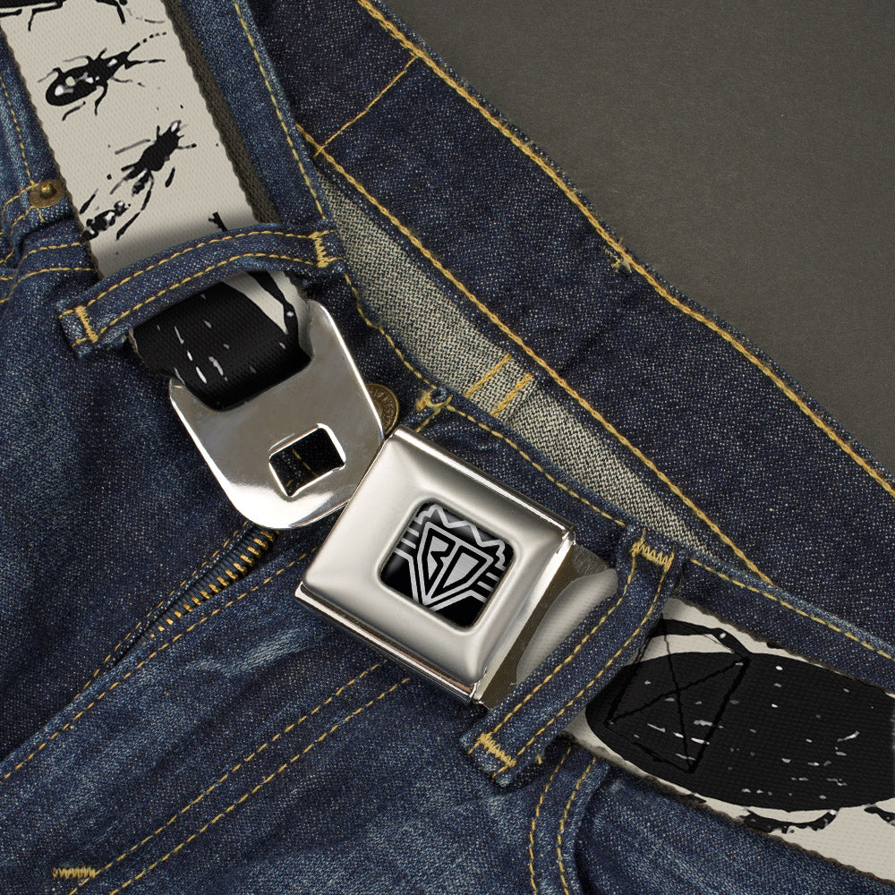 BD Wings Logo CLOSE-UP Full Color Black Silver Seatbelt Belt - Insects Gray/Black Webbing Seatbelt Belts Buckle-Down