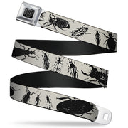 BD Wings Logo CLOSE-UP Full Color Black Silver Seatbelt Belt - Insects Gray/Black Webbing Seatbelt Belts Buckle-Down