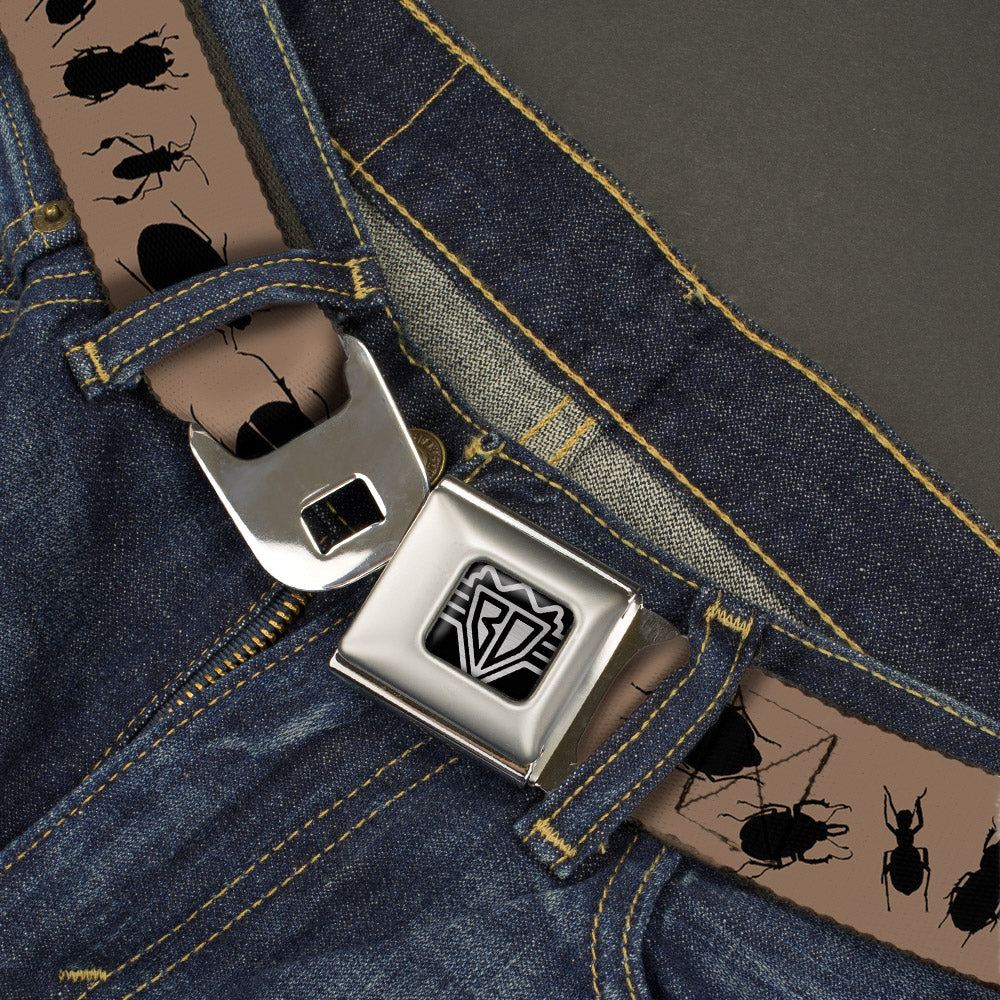 BD Wings Logo CLOSE-UP Full Color Black Silver Seatbelt Belt - Insects Brown/Black Webbing Seatbelt Belts Buckle-Down