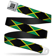 BD Wings Logo CLOSE-UP Full Color Black Silver Seatbelt Belt - Jamaica Flags Webbing Seatbelt Belts Buckle-Down