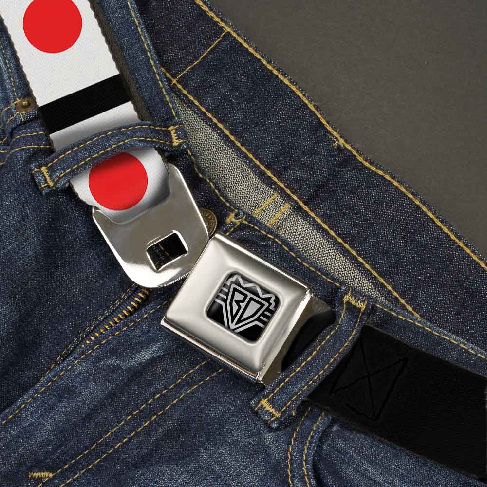 BD Wings Logo CLOSE-UP Full Color Black Silver Seatbelt Belt - Japan Flags Webbing Seatbelt Belts Buckle-Down