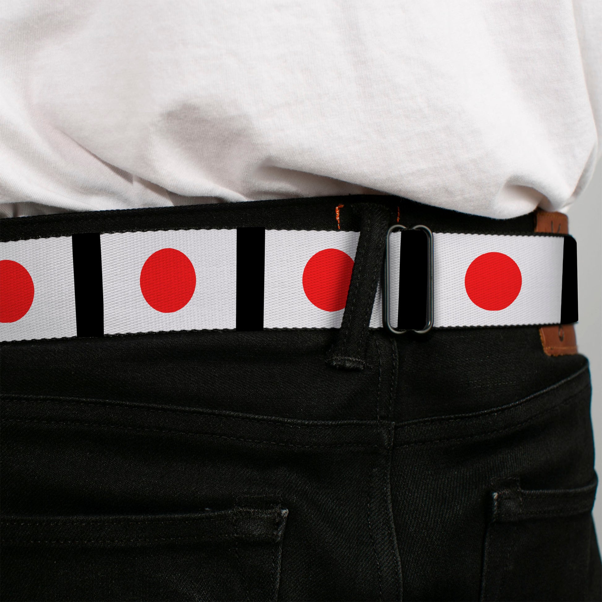 BD Wings Logo CLOSE-UP Full Color Black Silver Seatbelt Belt - Japan Flags Webbing Seatbelt Belts Buckle-Down