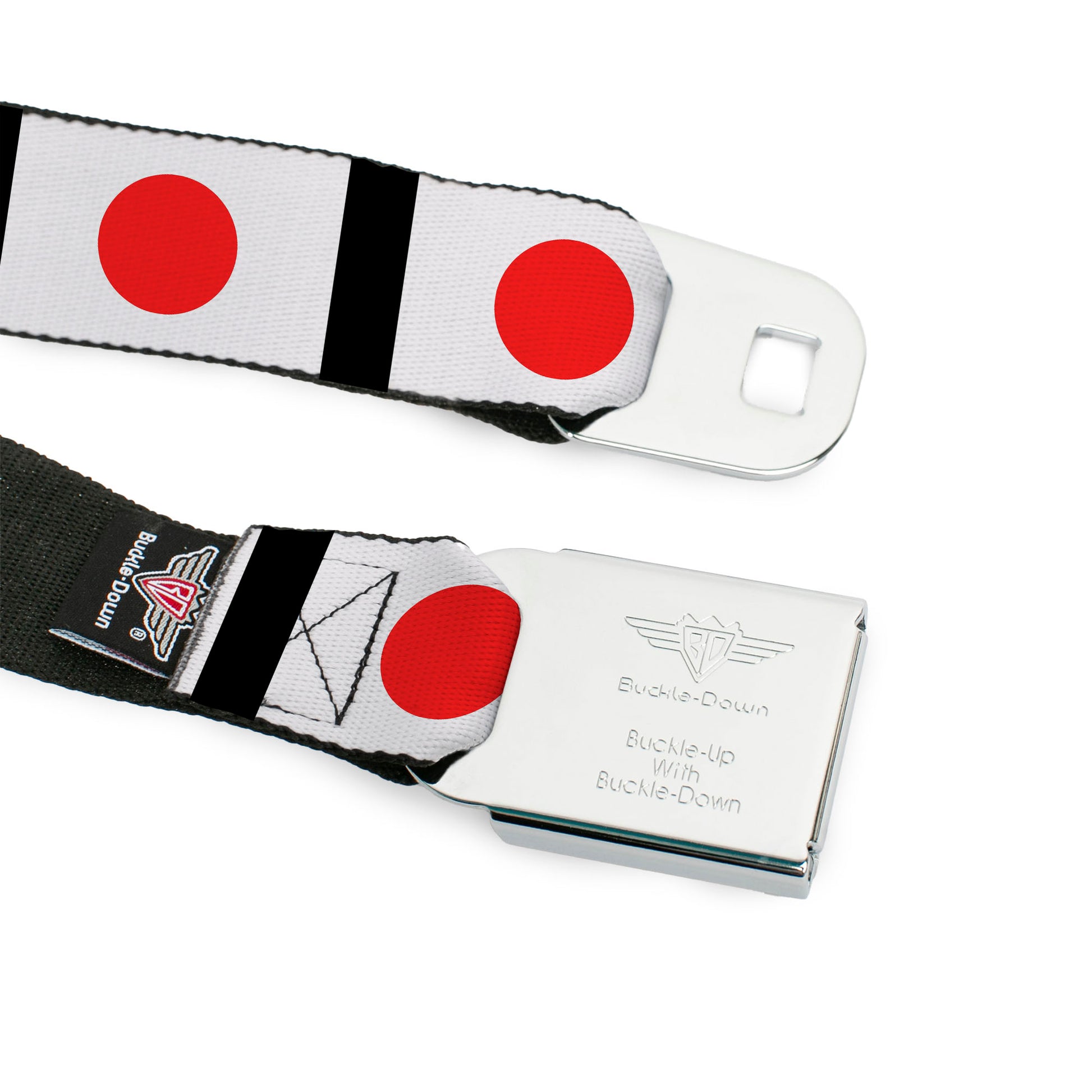 BD Wings Logo CLOSE-UP Full Color Black Silver Seatbelt Belt - Japan Flags Webbing Seatbelt Belts Buckle-Down