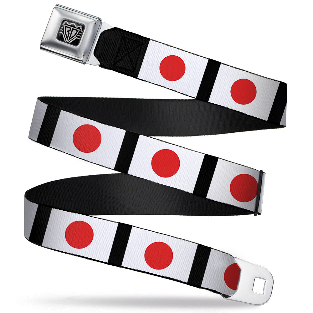 BD Wings Logo CLOSE-UP Full Color Black Silver Seatbelt Belt - Japan Flags Webbing Seatbelt Belts Buckle-Down