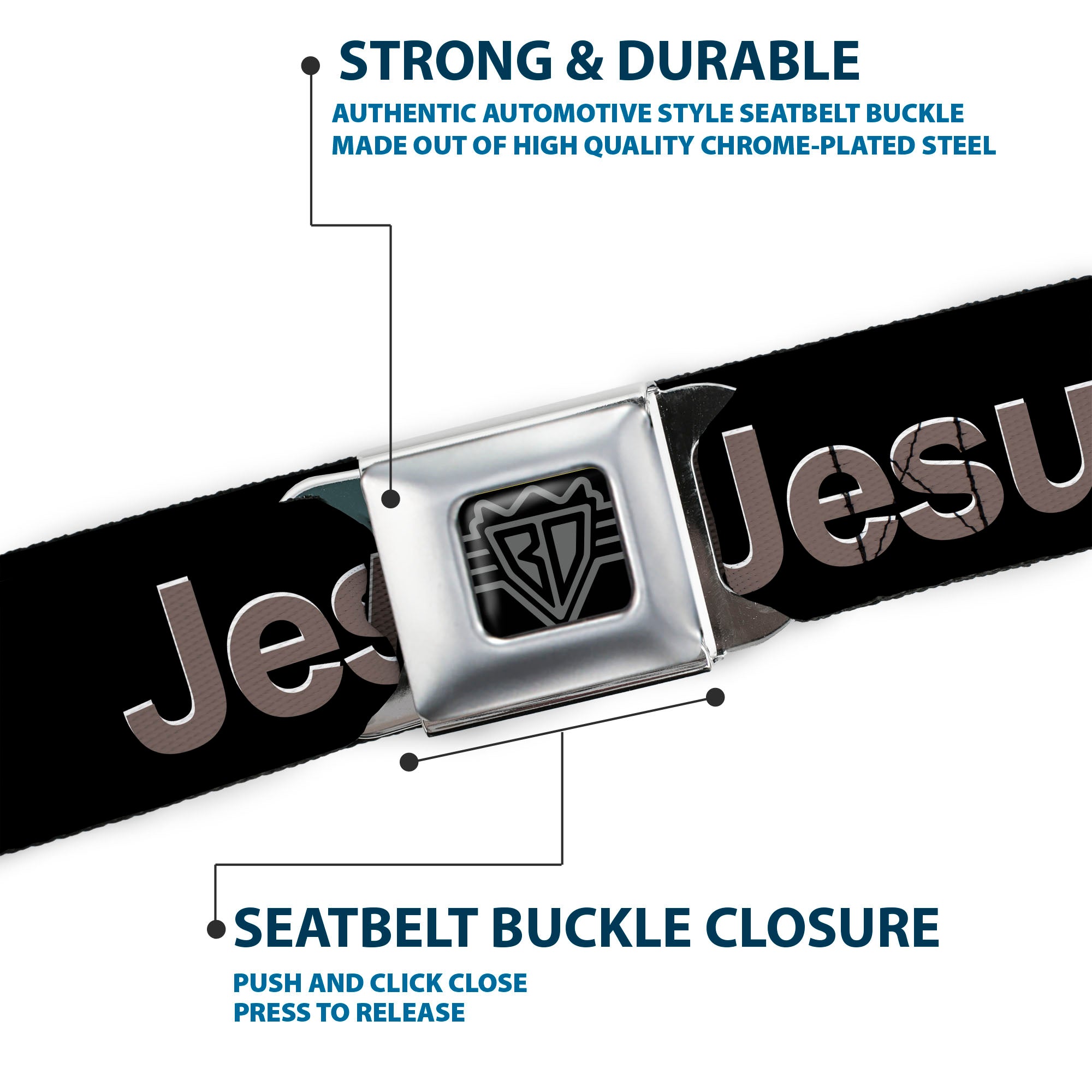 Seatbelt Belt - JESUS WAS A JEW Black/Gray Seatbelt Belts Buckle-Down