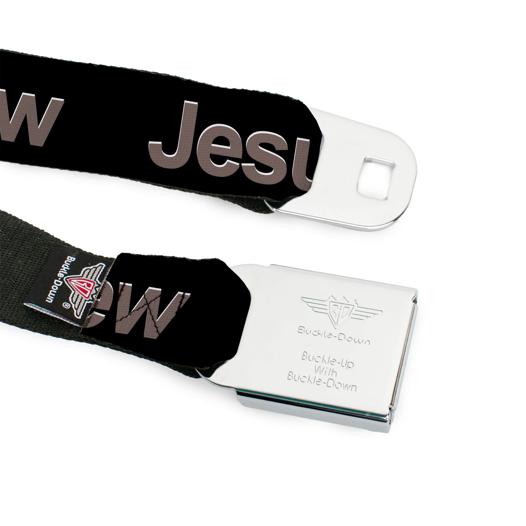 Seatbelt Belt - JESUS WAS A JEW Black/Gray Seatbelt Belts Buckle-Down
