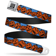 BD Wings Logo CLOSE-UP Full Color Black Silver Seatbelt Belt - Jack-o'-Lanterns Blue Webbing Seatbelt Belts Buckle-Down