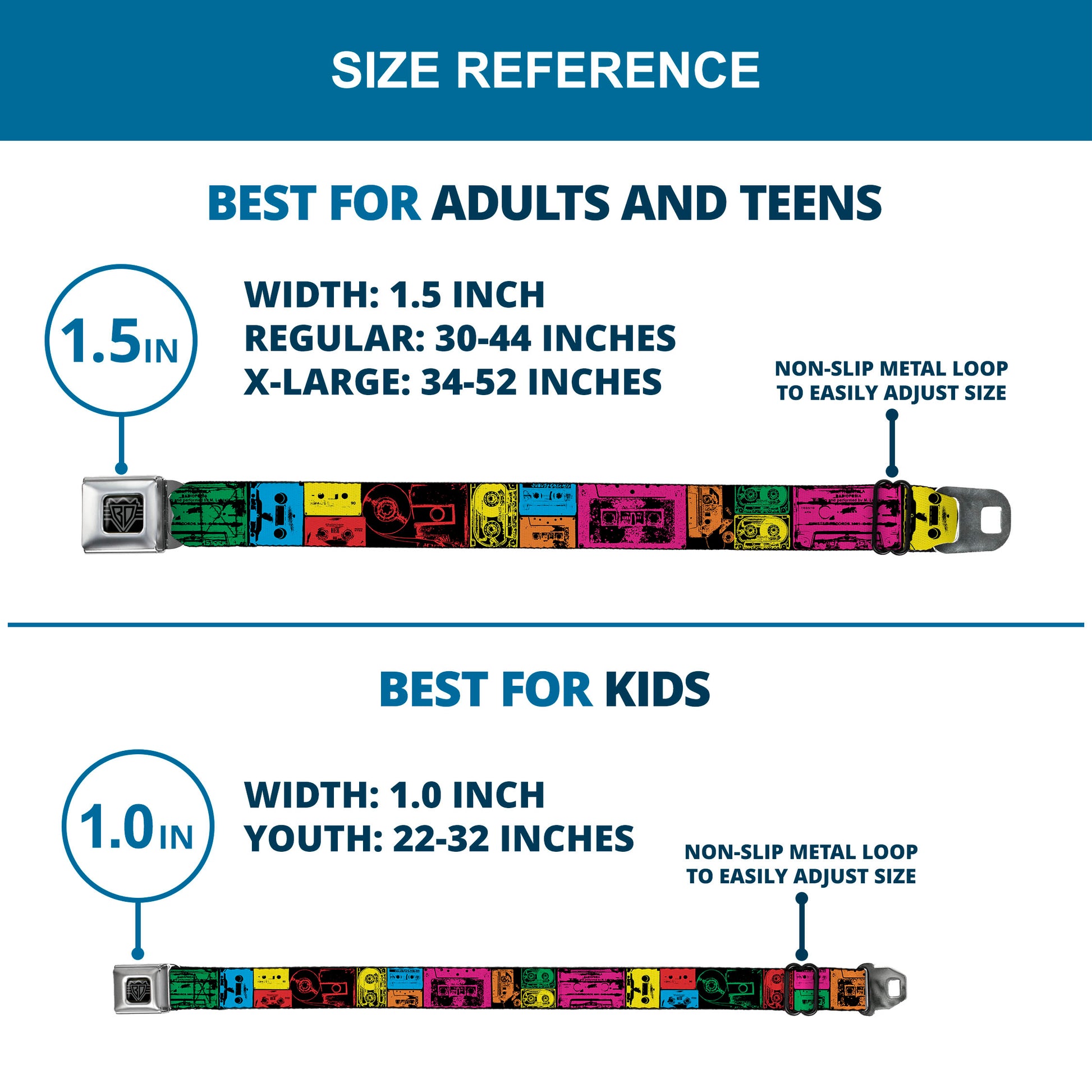 BD Wings Logo CLOSE-UP Full Color Black Silver Seatbelt Belt - Jagged Steps Stripe Greens Webbing Seatbelt Belts Buckle-Down