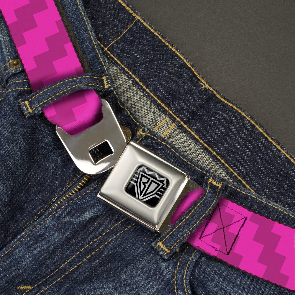 BD Wings Logo CLOSE-UP Full Color Black Silver Seatbelt Belt - Jagged Steps Stripe Pinks Webbing Seatbelt Belts Buckle-Down