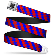 BD Wings Logo CLOSE-UP Full Color Black Silver Seatbelt Belt - Jagged Steps Stripe Red/Blue Webbing Seatbelt Belts Buckle-Down