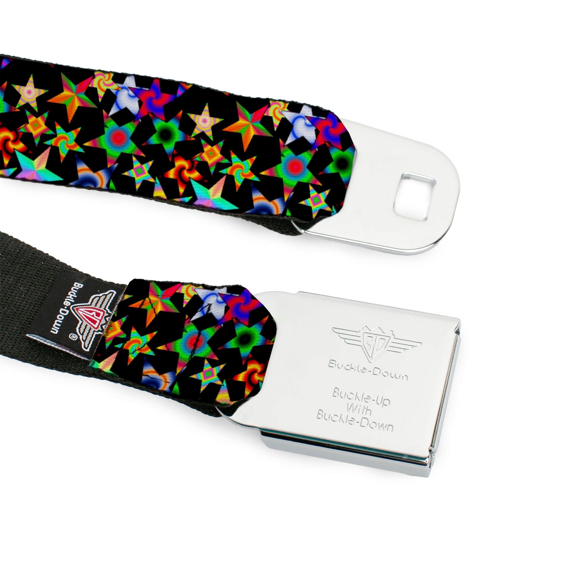 BD Wings Logo CLOSE-UP Full Color Black Silver Seatbelt Belt - Kaleidostarz Webbing Seatbelt Belts Buckle-Down
