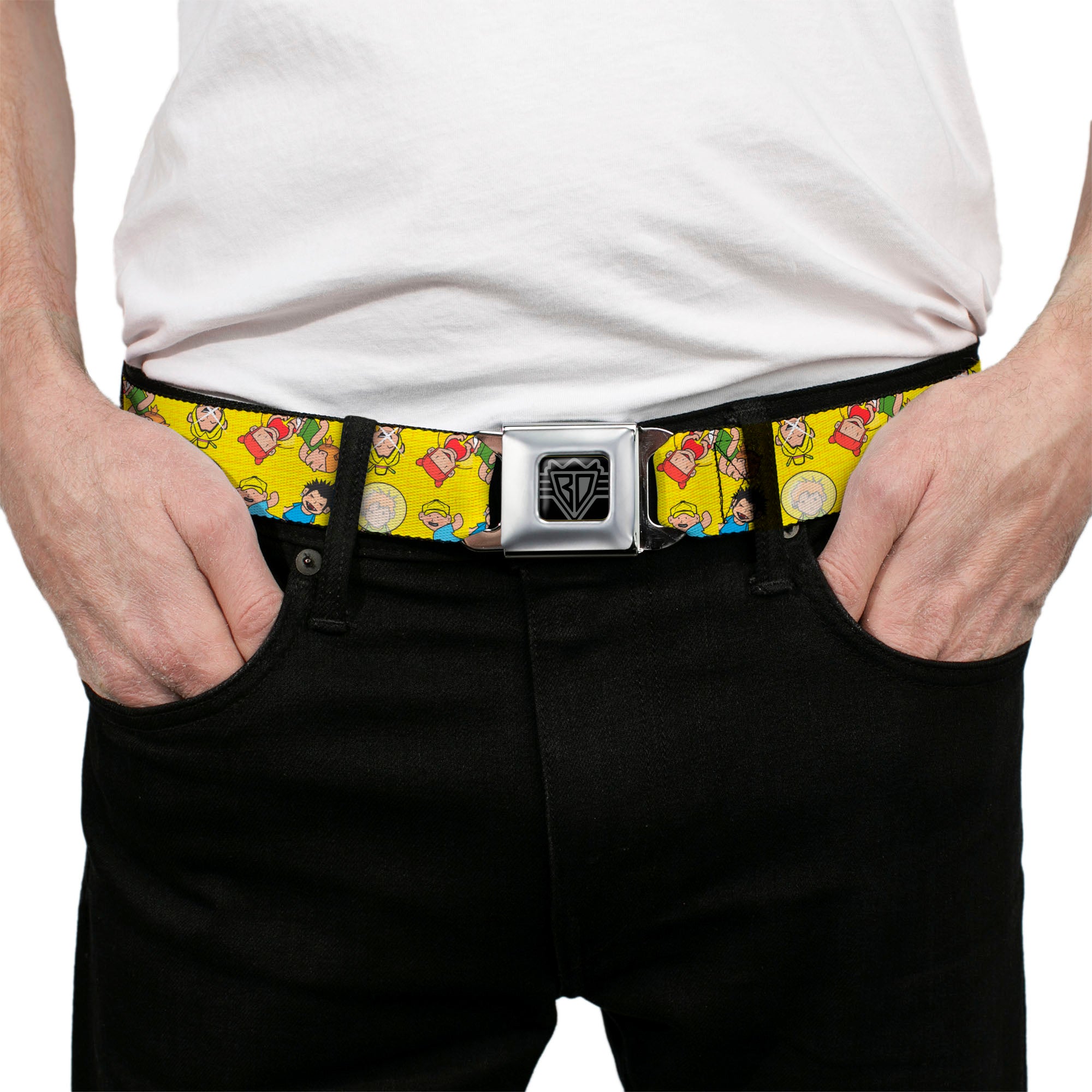 BD Wings Logo CLOSE-UP Full Color Black Silver Seatbelt Belt - Kid's in the Hood Webbing Seatbelt Belts Buckle-Down