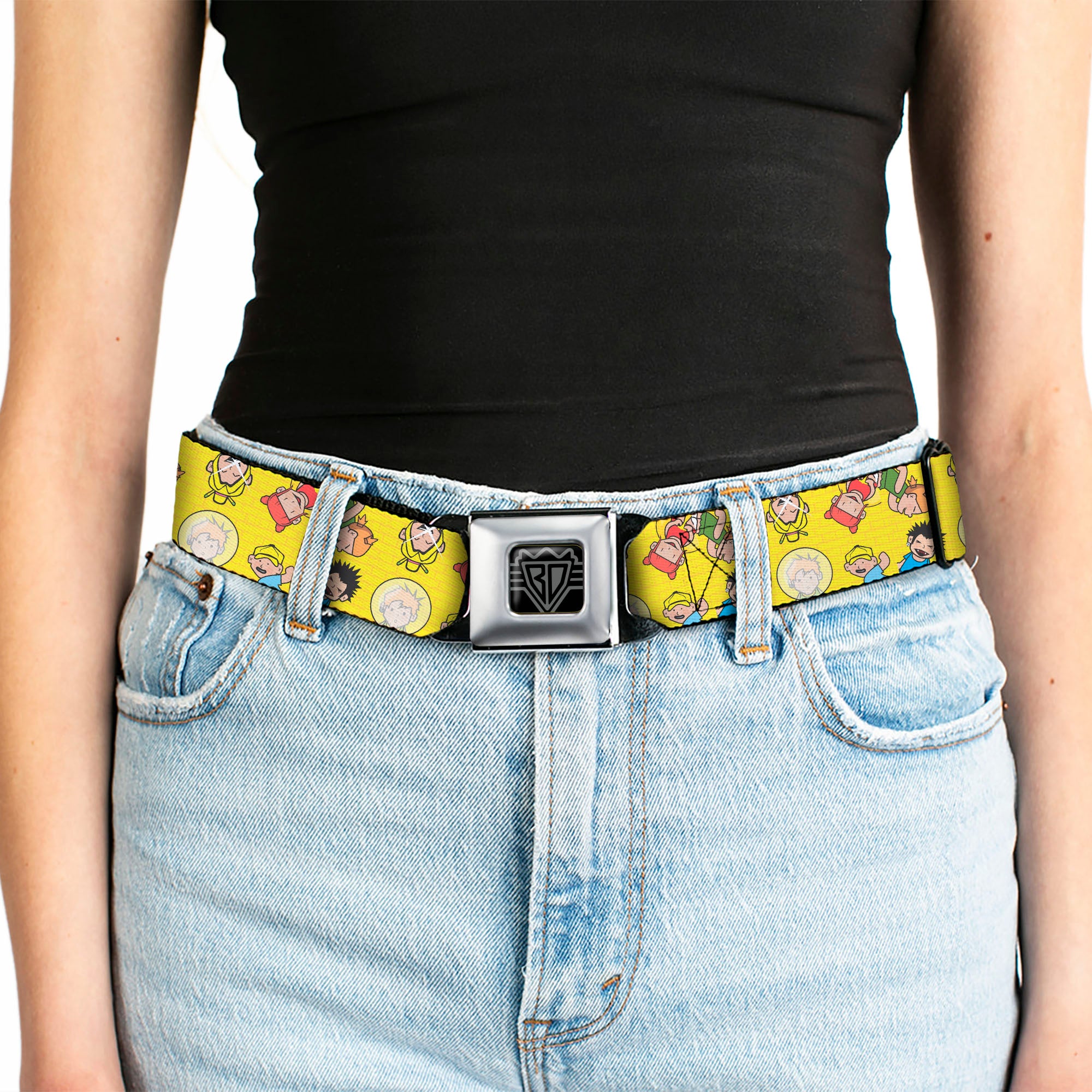 BD Wings Logo CLOSE-UP Full Color Black Silver Seatbelt Belt - Kid's in the Hood Webbing Seatbelt Belts Buckle-Down