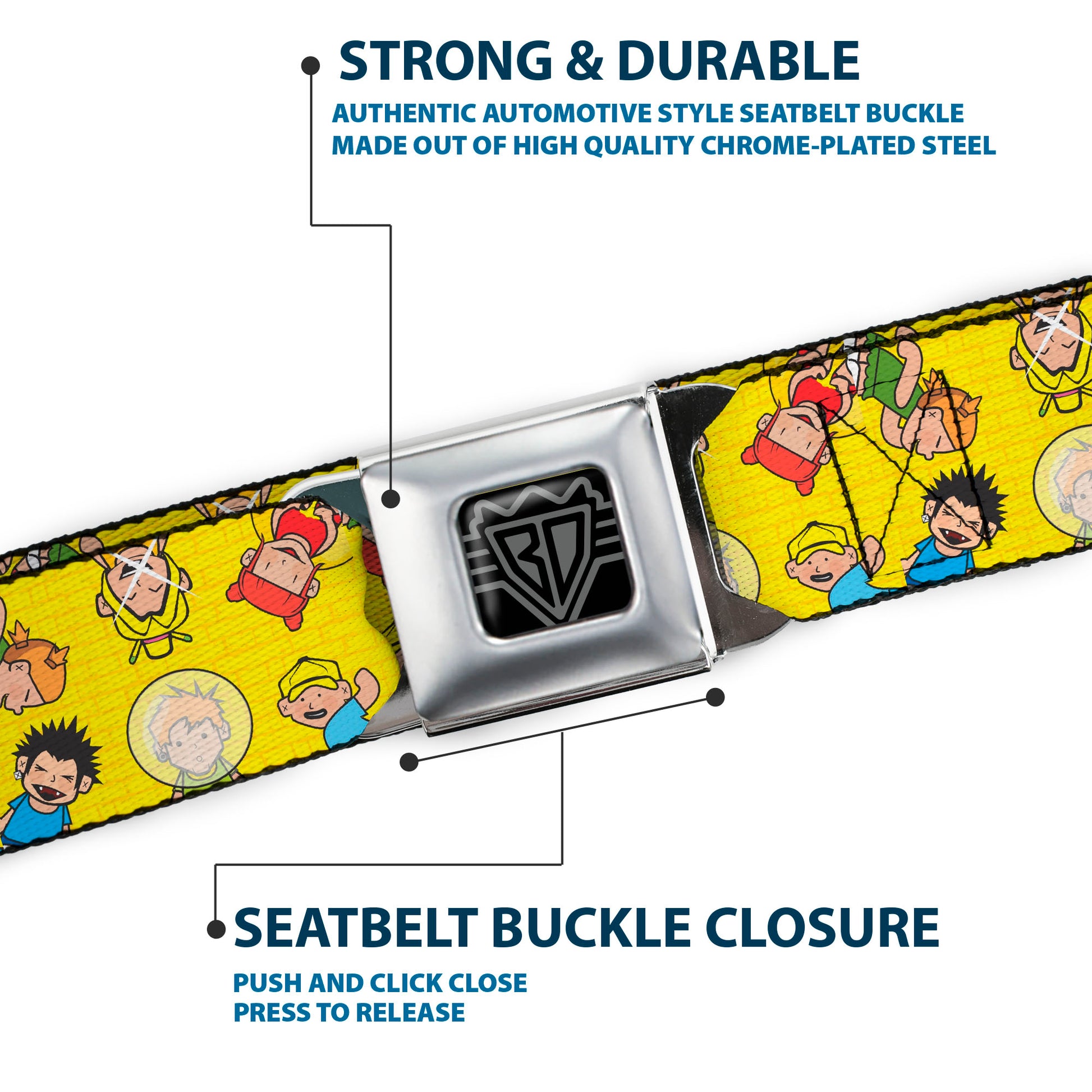 BD Wings Logo CLOSE-UP Full Color Black Silver Seatbelt Belt - Kid's in the Hood Webbing Seatbelt Belts Buckle-Down