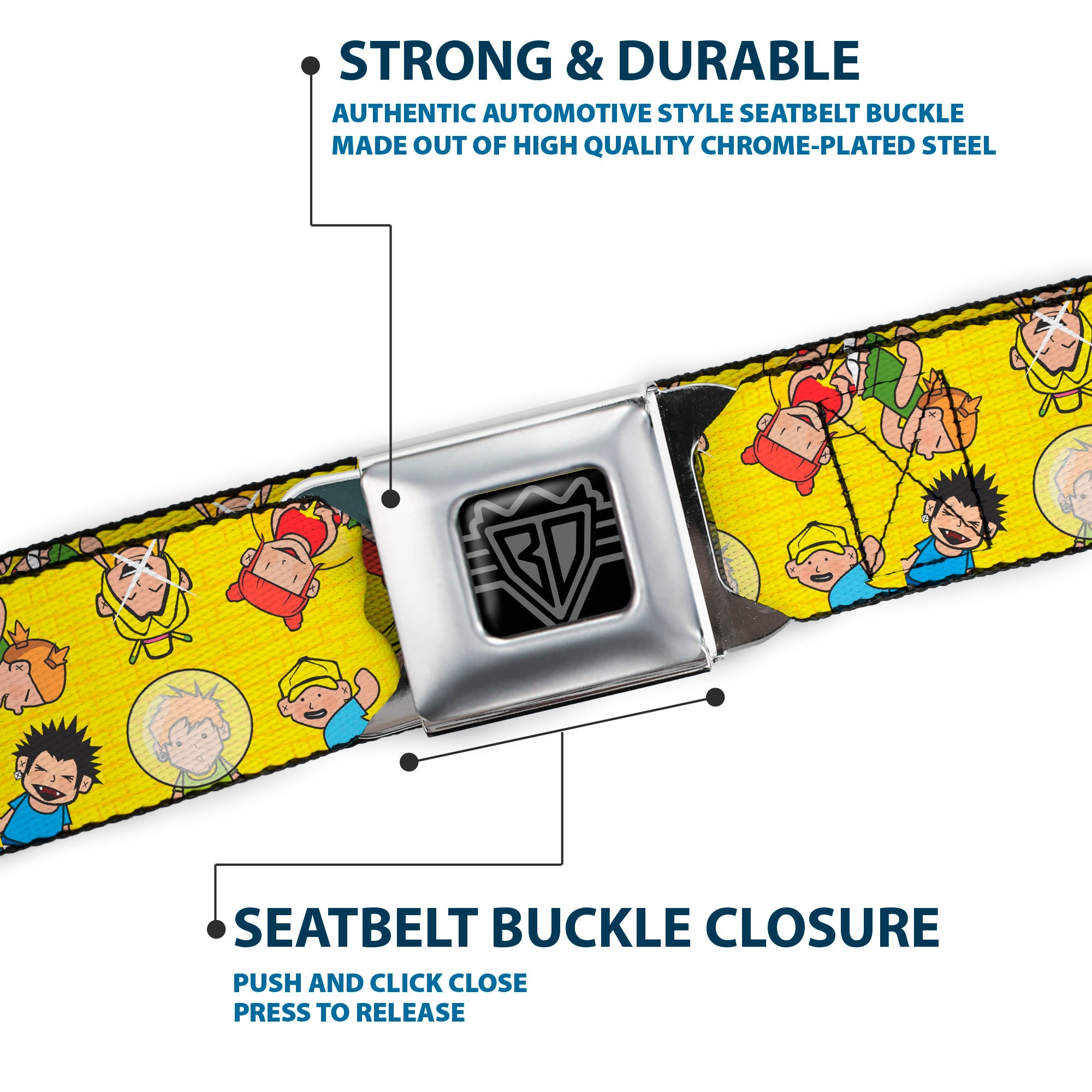 BD Wings Logo CLOSE-UP Full Color Black Silver Seatbelt Belt - Kid's in the Hood Webbing Seatbelt Belts Buckle-Down