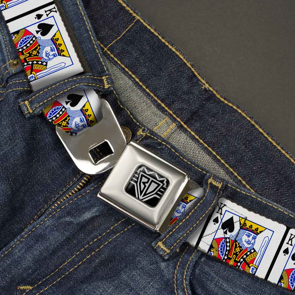 BD Wings Logo CLOSE-UP Full Color Black Silver Seatbelt Belt - King of Spades Webbing Seatbelt Belts Buckle-Down