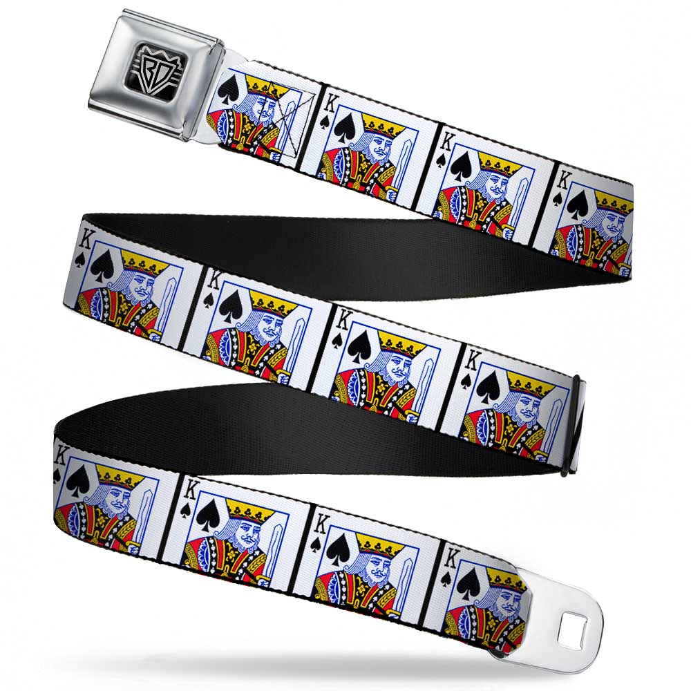 BD Wings Logo CLOSE-UP Full Color Black Silver Seatbelt Belt - King of Spades Webbing Seatbelt Belts Buckle-Down