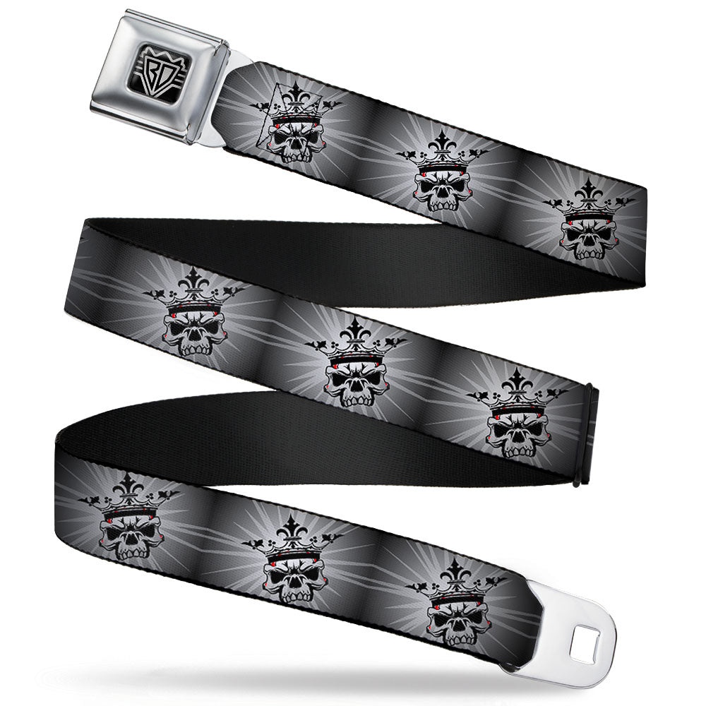 BD Wings Logo CLOSE-UP Full Color Black Silver Seatbelt Belt - King Skull Blocks/Rays Grays Webbing Seatbelt Belts Buckle-Down
