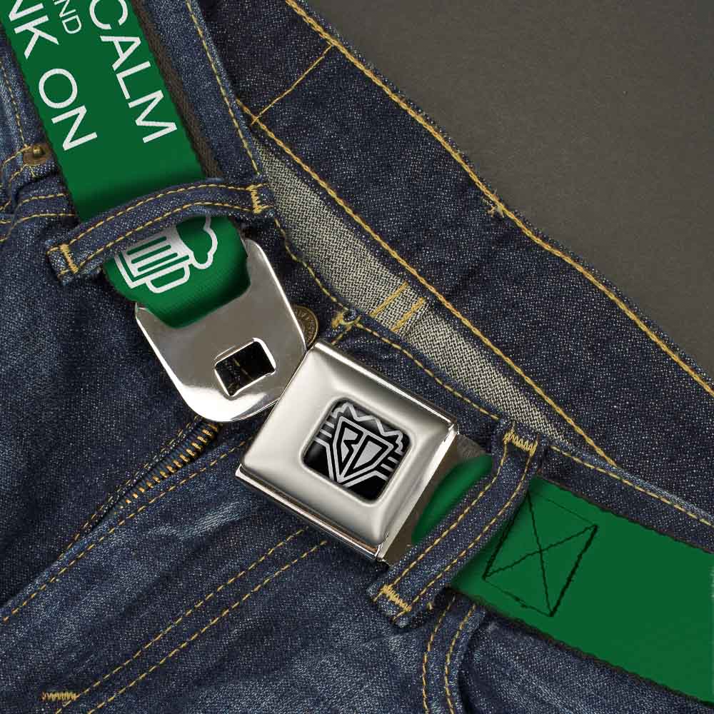 Seatbelt Belt - KEEP CALM AND DRINK ON/Beer Green/White Seatbelt Belts Buckle-Down