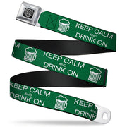 Seatbelt Belt - KEEP CALM AND DRINK ON/Beer Green/White Seatbelt Belts Buckle-Down