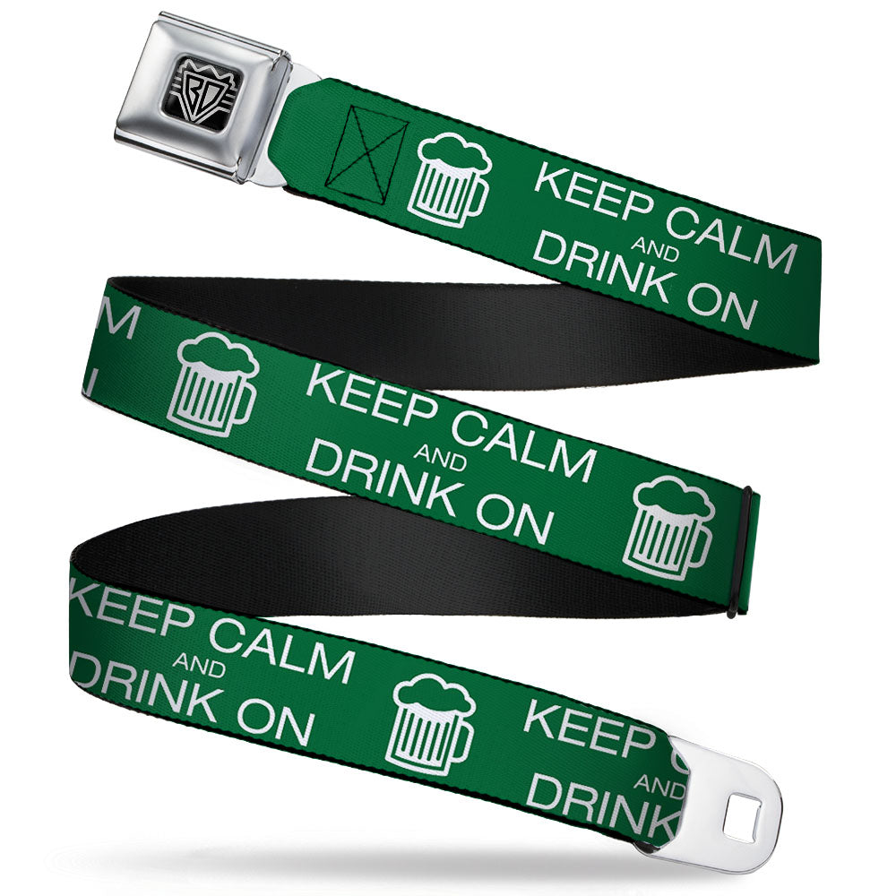 Seatbelt Belt - KEEP CALM AND DRINK ON/Beer Green/White Seatbelt Belts Buckle-Down