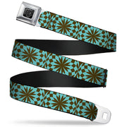 BD Wings Logo CLOSE-UP Full Color Black Silver Seatbelt Belt - Kaleidoscope Balls Turquoise/Brown Webbing Seatbelt Belts Buckle-Down