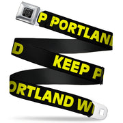 BD Wings Logo CLOSE-UP Full Color Black Silver Seatbelt Belt - KEEP PORTLAND WEIRD Black/Yellow Webbing Seatbelt Belts Buckle-Down