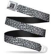 BD Wings Logo CLOSE-UP Full Color Black Silver Seatbelt Belt - Leopard White Webbing Seatbelt Belts Buckle-Down