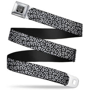 BD Wings Logo CLOSE-UP Full Color Black Silver Seatbelt Belt - Leopard Black Webbing Seatbelt Belts Buckle-Down