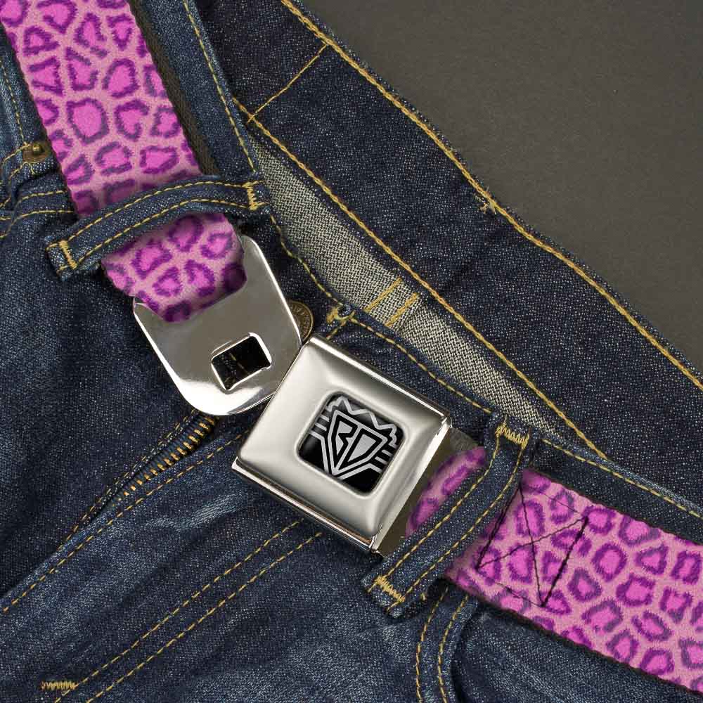 BD Wings Logo CLOSE-UP Full Color Black Silver Seatbelt Belt - Leopard Baby Pink Webbing Seatbelt Belts Buckle-Down