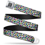 BD Wings Logo CLOSE-UP Full Color Black Silver Seatbelt Belt - Leopard White/Multi Color Webbing Seatbelt Belts Buckle-Down