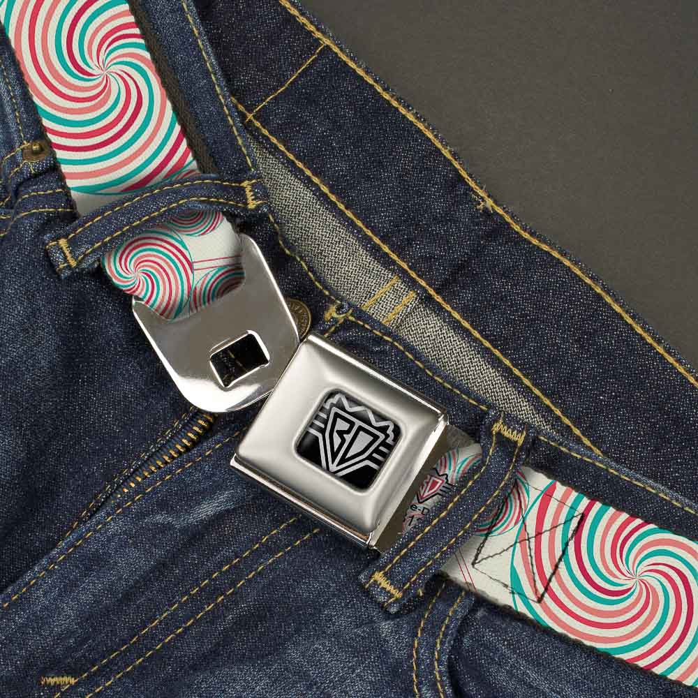 BD Wings Logo CLOSE-UP Full Color Black Silver Seatbelt Belt - Lollipops Webbing Seatbelt Belts Buckle-Down