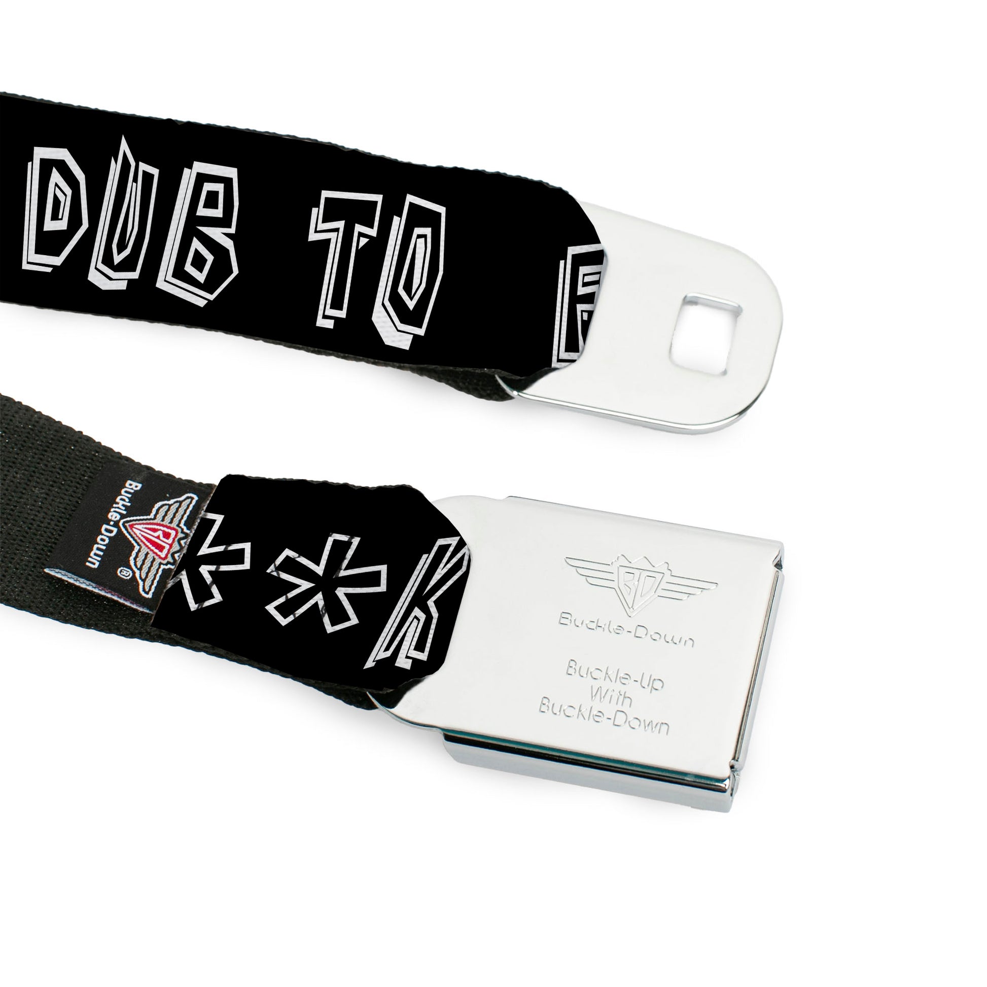 Seatbelt Belt - LETS DUB TO F**K STEP Black/White Seatbelt Belts Buckle-Down