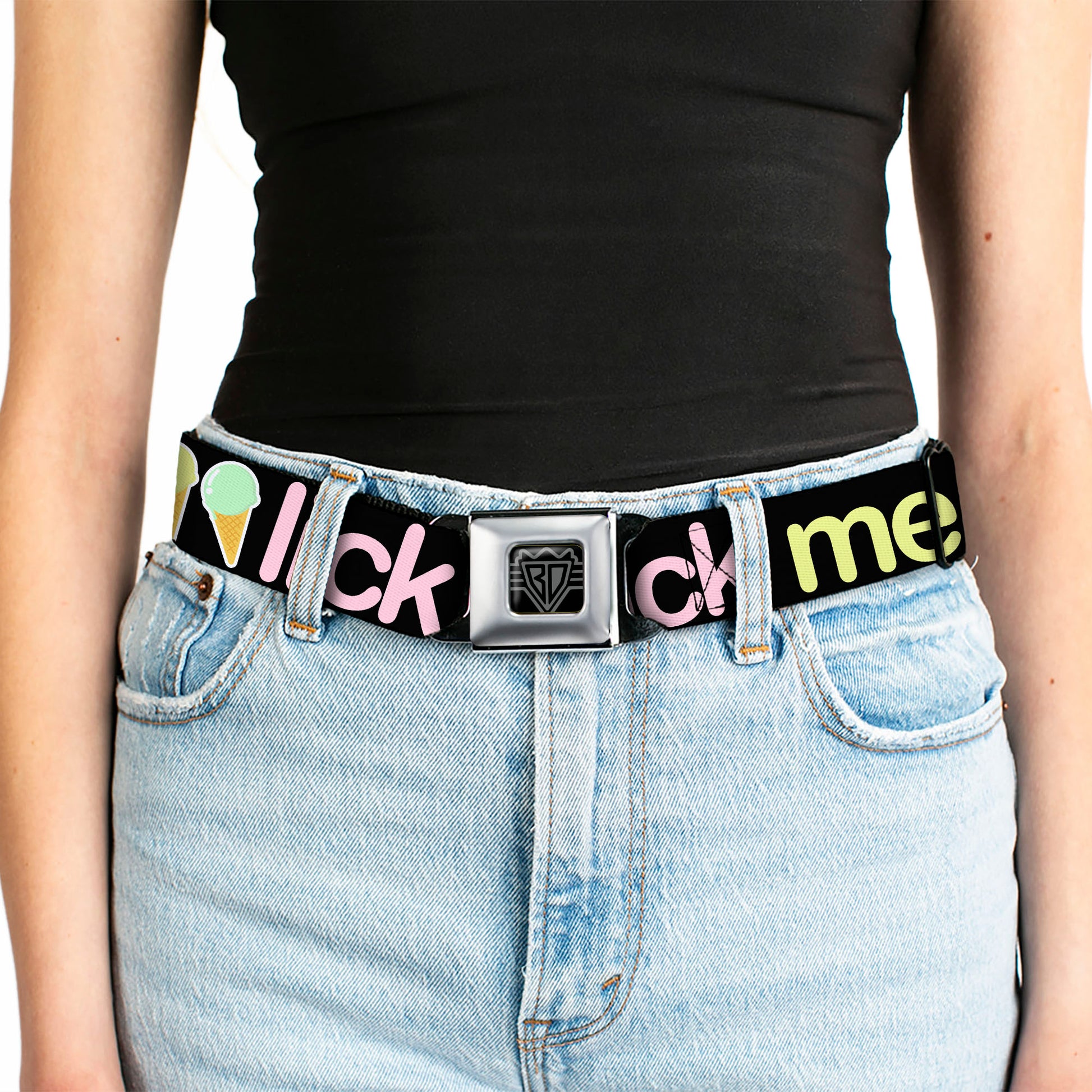 Seatbelt Belt - LICK ME Ice Cream Cones Seatbelt Belts Buckle-Down