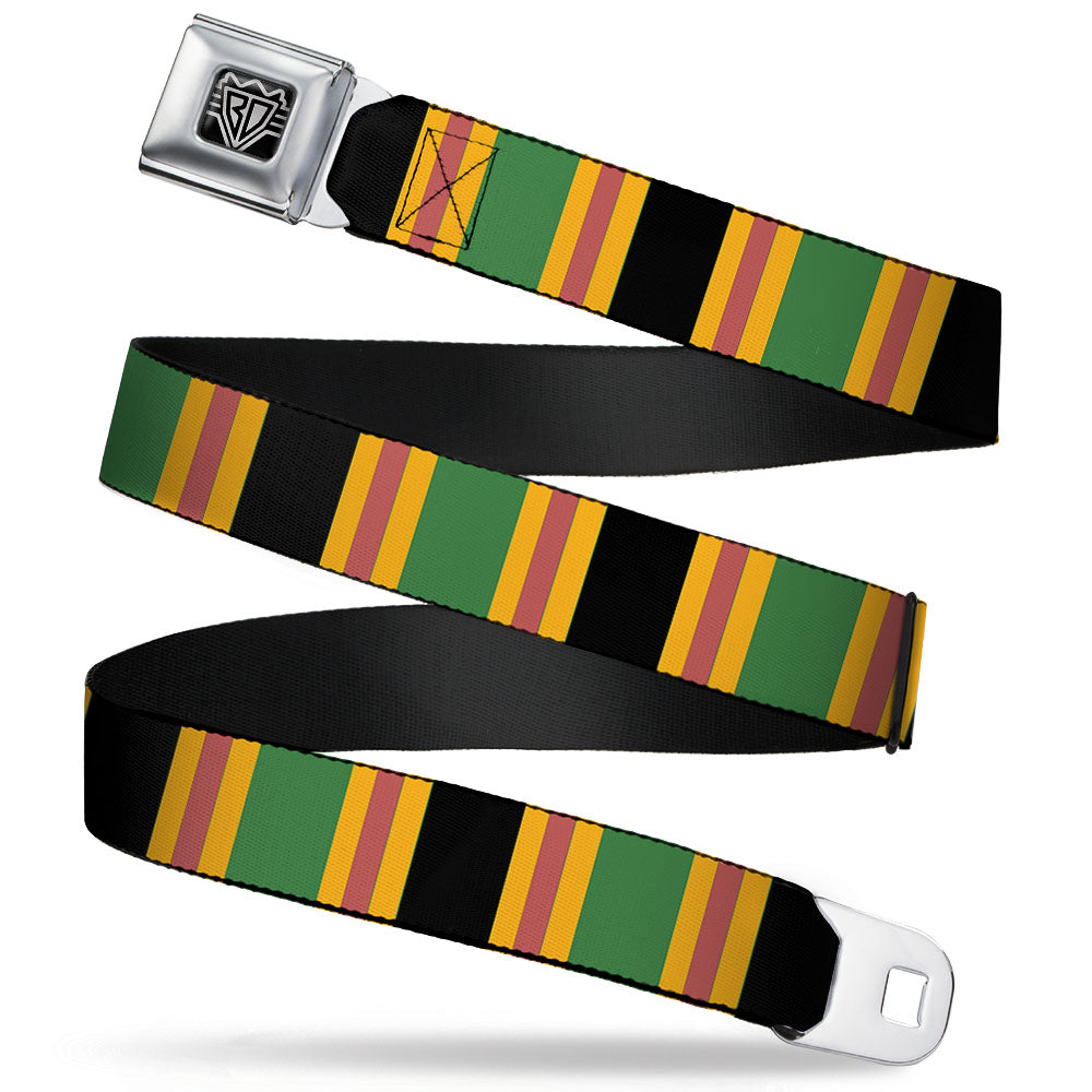 BD Wings Logo CLOSE-UP Full Color Black Silver Seatbelt Belt - Lines Black/Gold/Pink/Green Webbing Seatbelt Belts Buckle-Down