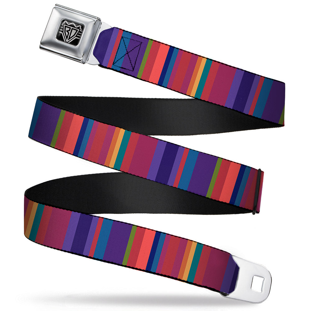 BD Wings Logo CLOSE-UP Full Color Black Silver Seatbelt Belt - Lines Reds/Purples Webbing Seatbelt Belts Buckle-Down