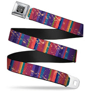 BD Wings Logo CLOSE-UP Full Color Black Silver Seatbelt Belt - Lines Weathered Reds/Purples Webbing Seatbelt Belts Buckle-Down