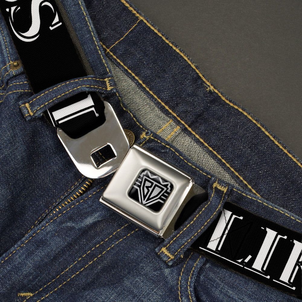 BD Wings Logo CLOSE-UP Full Color Black Silver Seatbelt Belt - LIKE A BOSS2 Black/Red Webbing Seatbelt Belts Buckle-Down
