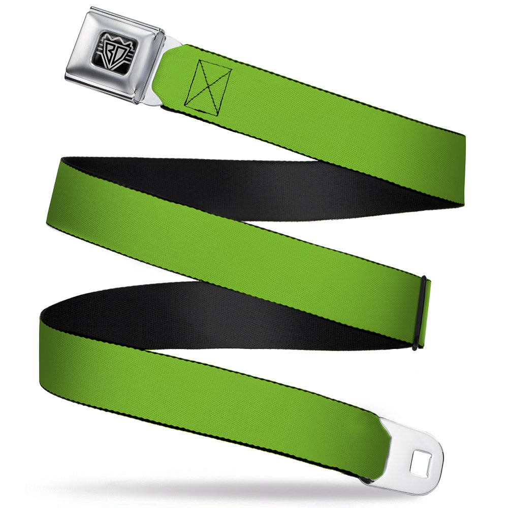 BD Wings Logo CLOSE-UP Full Color Black Silver Seatbelt Belt - Lime Green Webbing Seatbelt Belts Buckle-Down