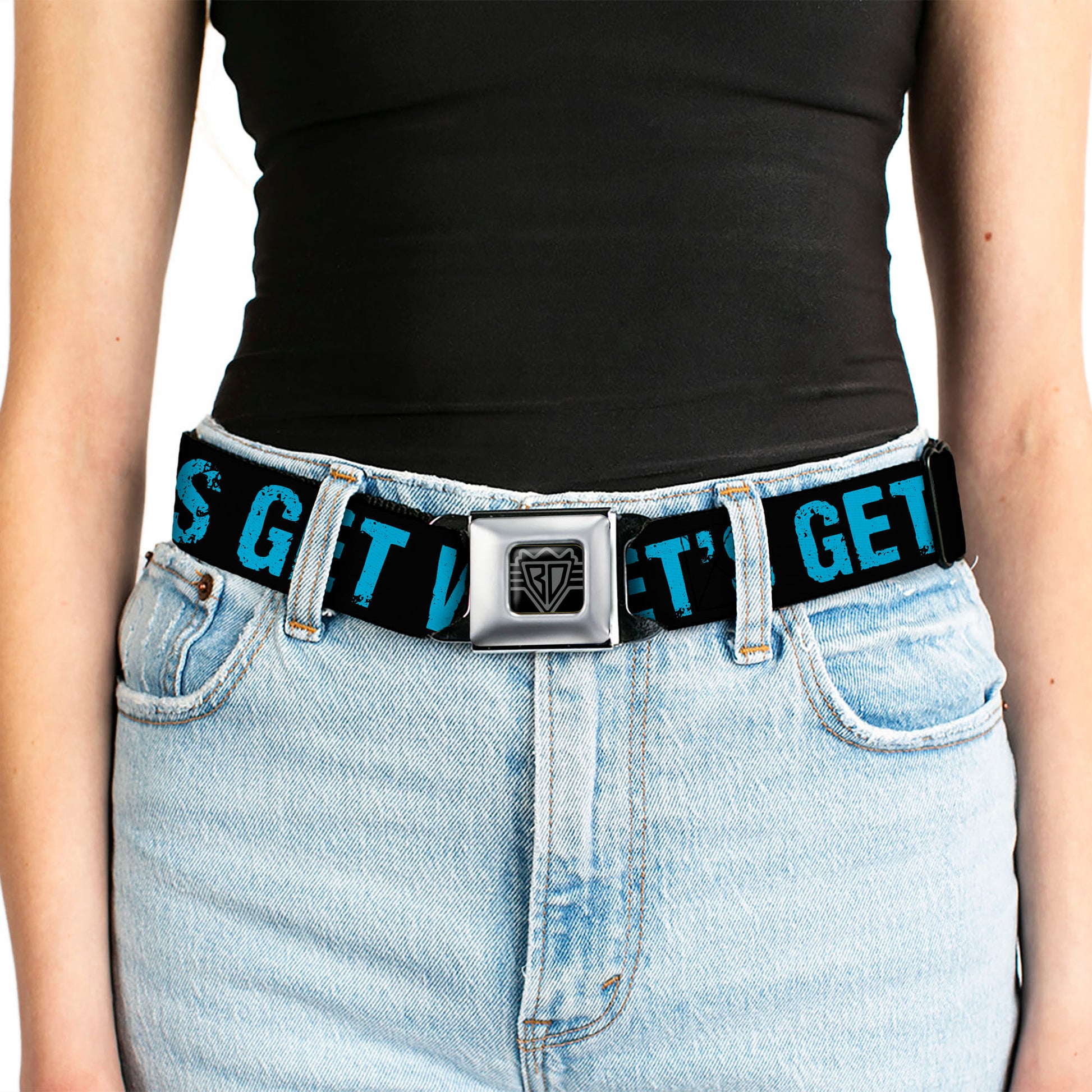 Seatbelt Belt - LET'S GET WEIRD Weathered Black/Bright Blue Seatbelt Belts Buckle-Down