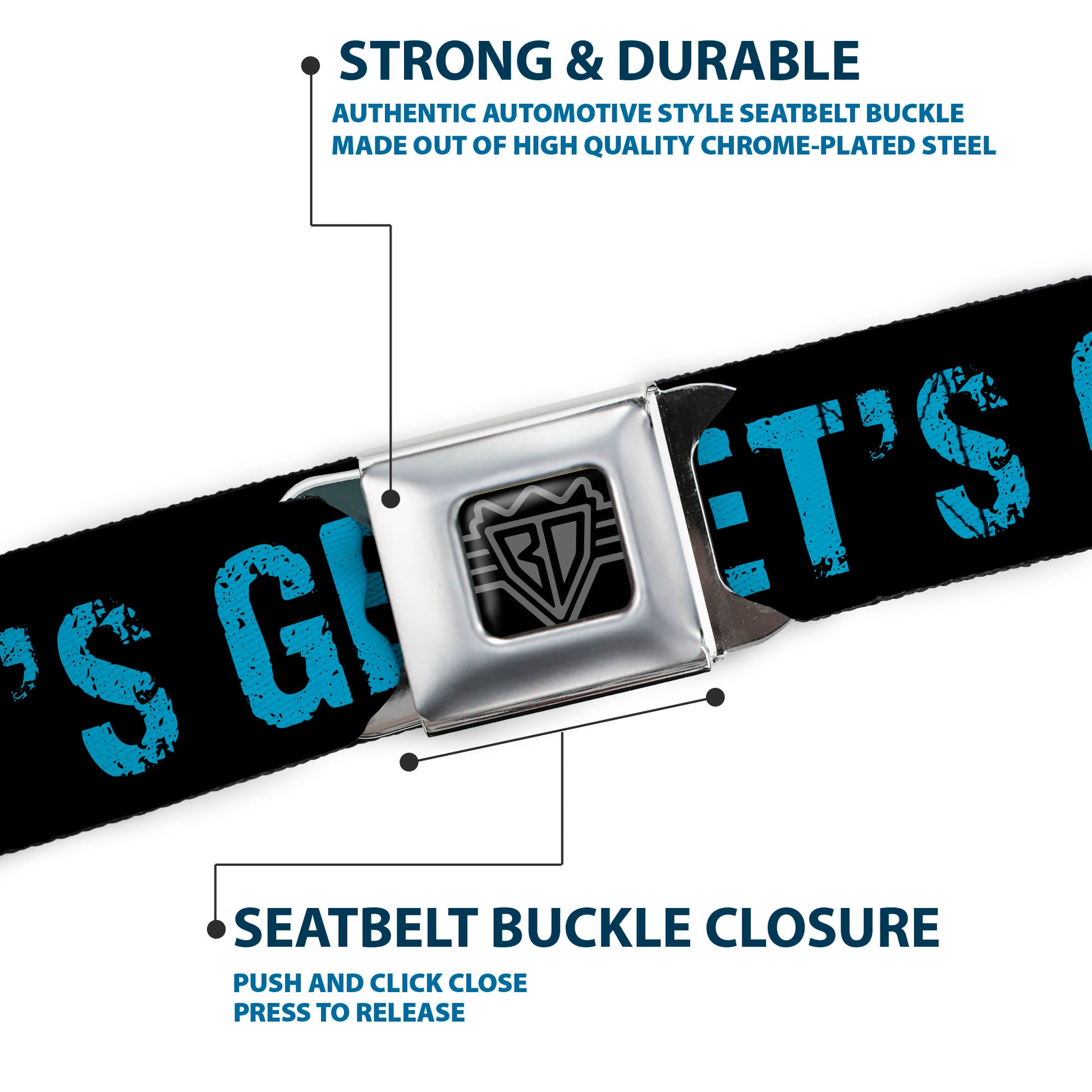 Seatbelt Belt - LET'S GET WEIRD Weathered Black/Bright Blue Seatbelt Belts Buckle-Down