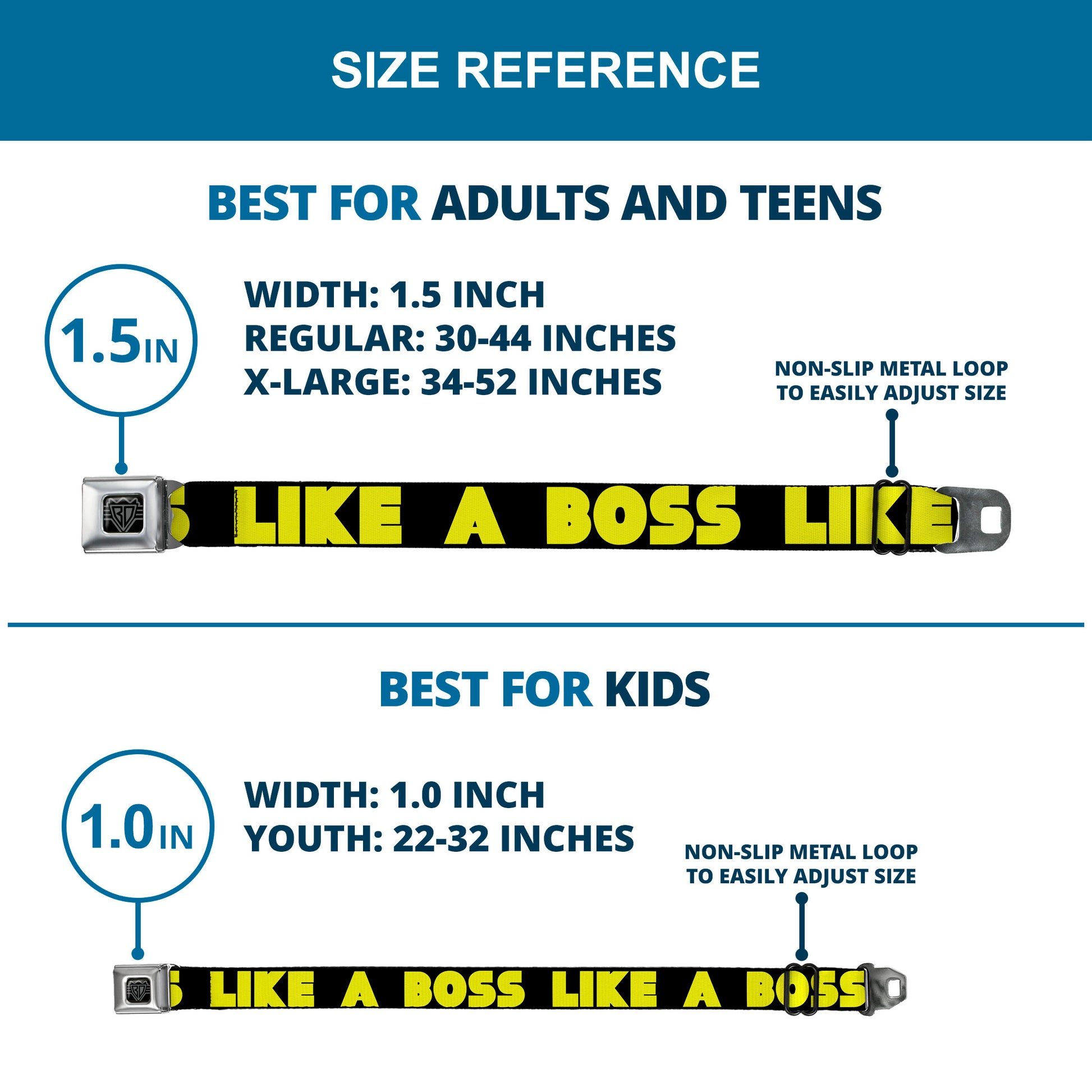 BD Wings Logo CLOSE-UP Full Color Black Silver Seatbelt Belt - LIKE A BOSS Black/Yellow Webbing Seatbelt Belts Buckle-Down