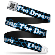 BD Wings Logo CLOSE-UP Full Color Black Silver Seatbelt Belt - LIVING THE DREAM/Clouds Black/Blue/White Webbing Seatbelt Belts Buckle-Down
