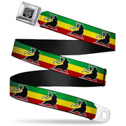 BD Wings Logo CLOSE-UP Full Color Black Silver Seatbelt Belt - Lion of Zion Repeat Webbing Seatbelt Belts Buckle-Down