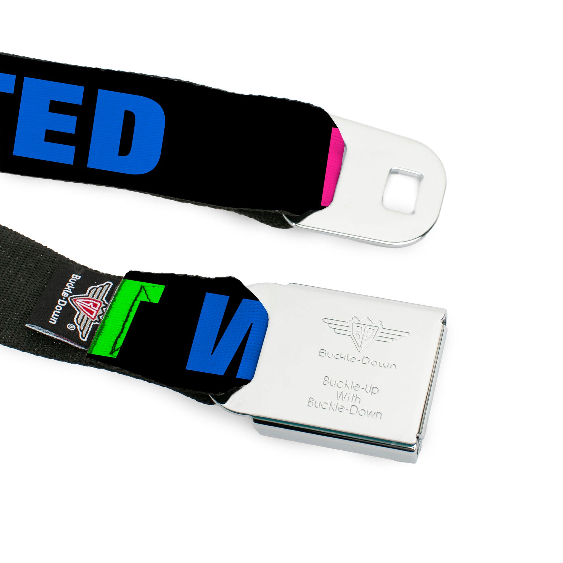 Seatbelt Belt - LET'S GET WASTED Black/Pink/Green/Blue Seatbelt Belts Buckle-Down